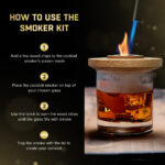 Instructions for using cocktail smoker with glass.
